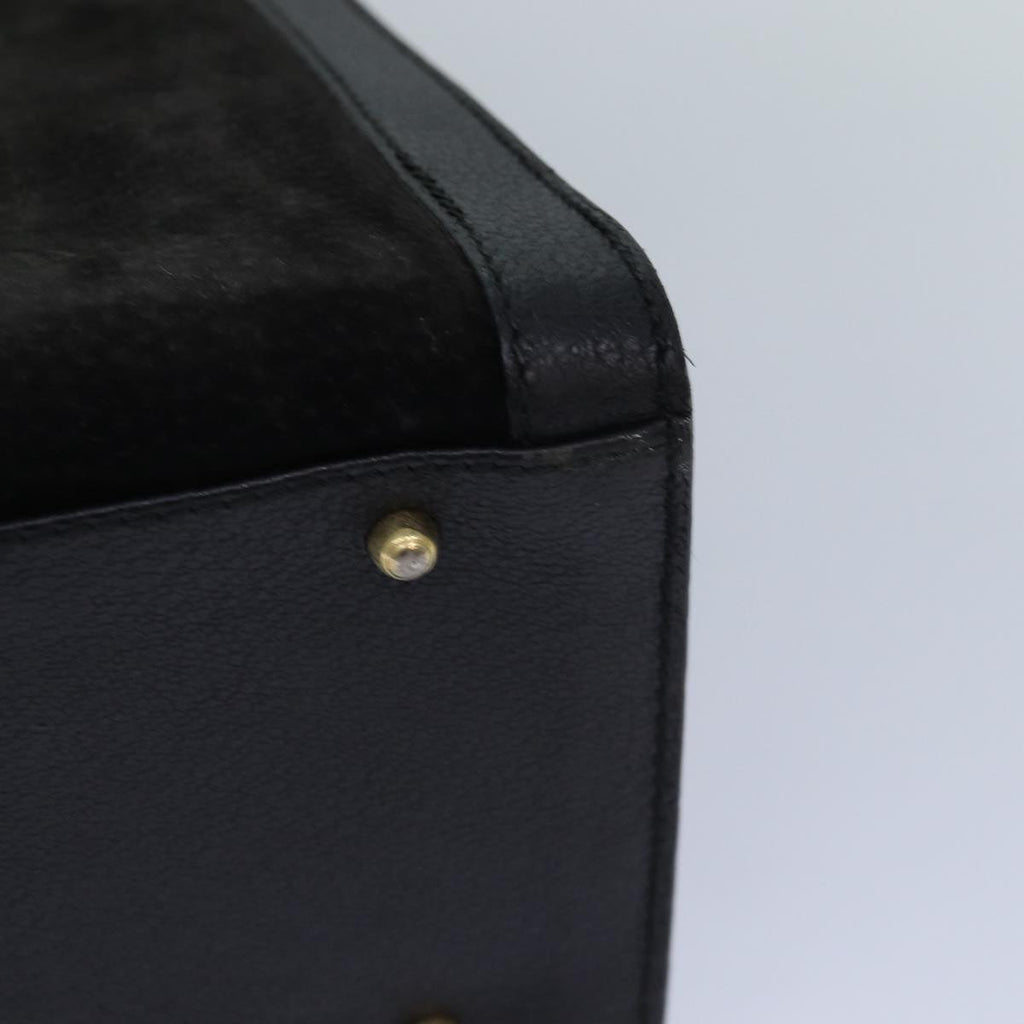 GUCCI Bamboo Hand Bag Suede Black Gold 02 123 0260 84570