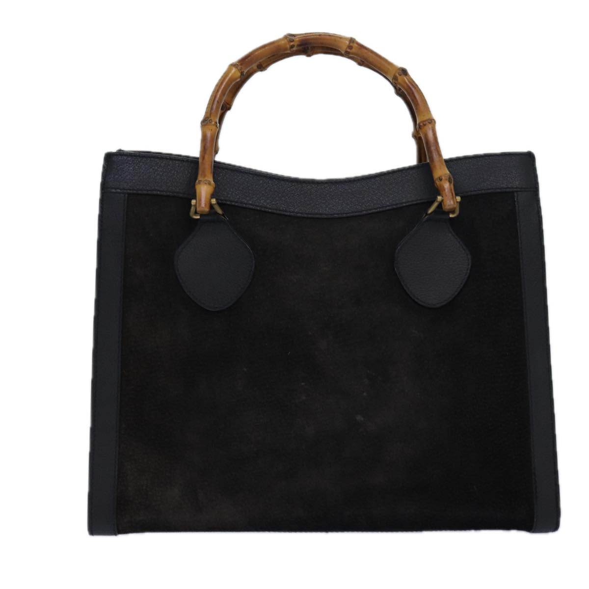 GUCCI Bamboo Hand Bag Suede Black Gold 02 123 0260 84570