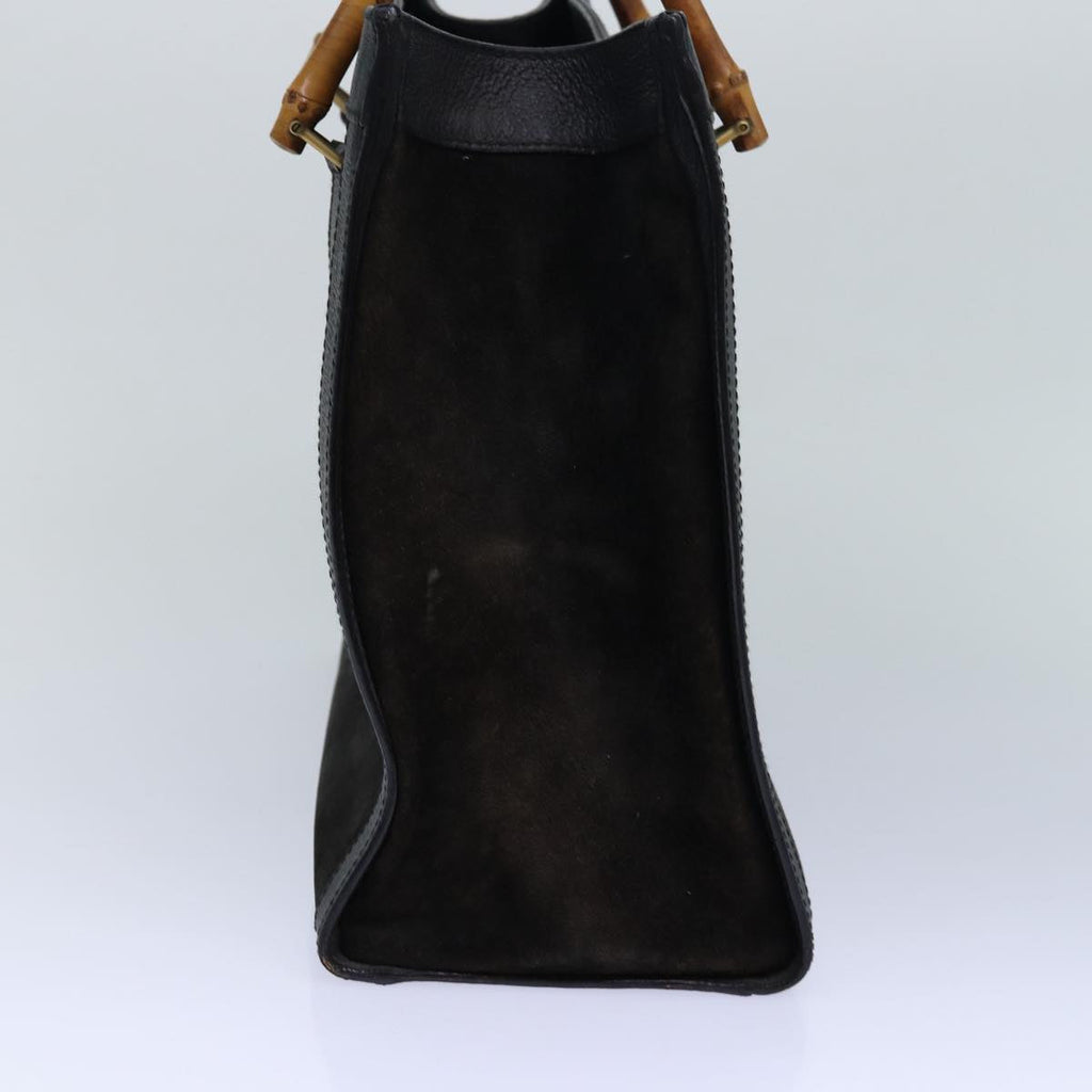 GUCCI Bamboo Hand Bag Suede Black Gold 02 123 0260 84570