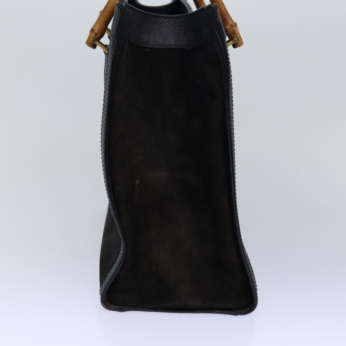 GUCCI Bamboo Hand Bag Suede Black Gold 02 123 0260 84570