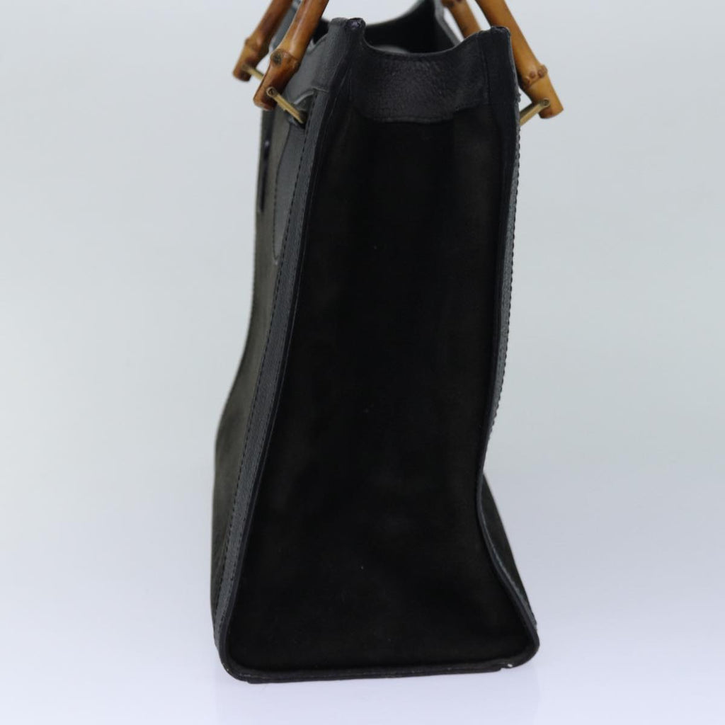 GUCCI Bamboo Hand Bag Suede Black Gold 02 123 0260 84570