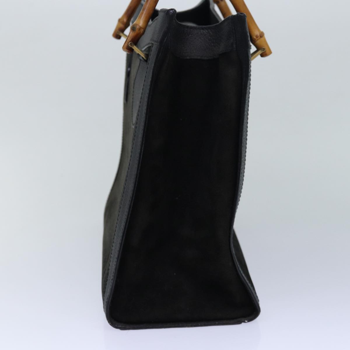 GUCCI Bamboo Hand Bag Suede Black Gold 02 123 0260 84570