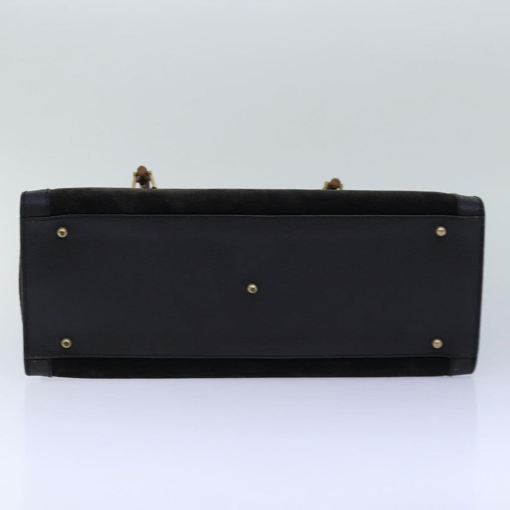 GUCCI Bamboo Hand Bag Suede Black Gold 02 123 0260 84570