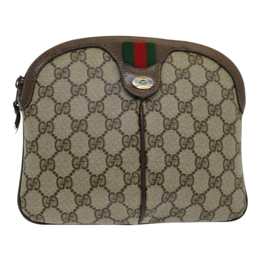 GUCCI GG Supreme Web Sherry Line Shoulder Bag PVC Beige 904 02 047 84571