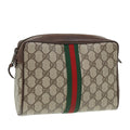 GUCCI GG Supreme Web Sherry Line Clutch Bag PVC Beige Red 156 01 012 84589