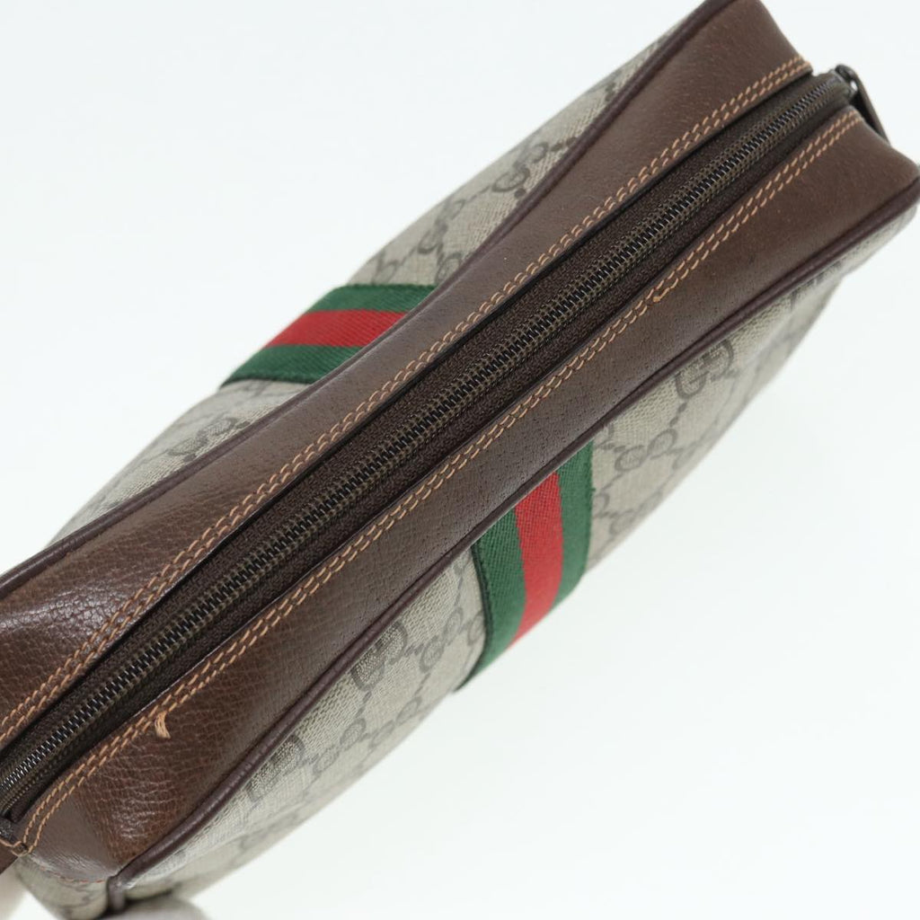 GUCCI GG Supreme Web Sherry Line Clutch Bag PVC Beige Red 156 01 012 84589