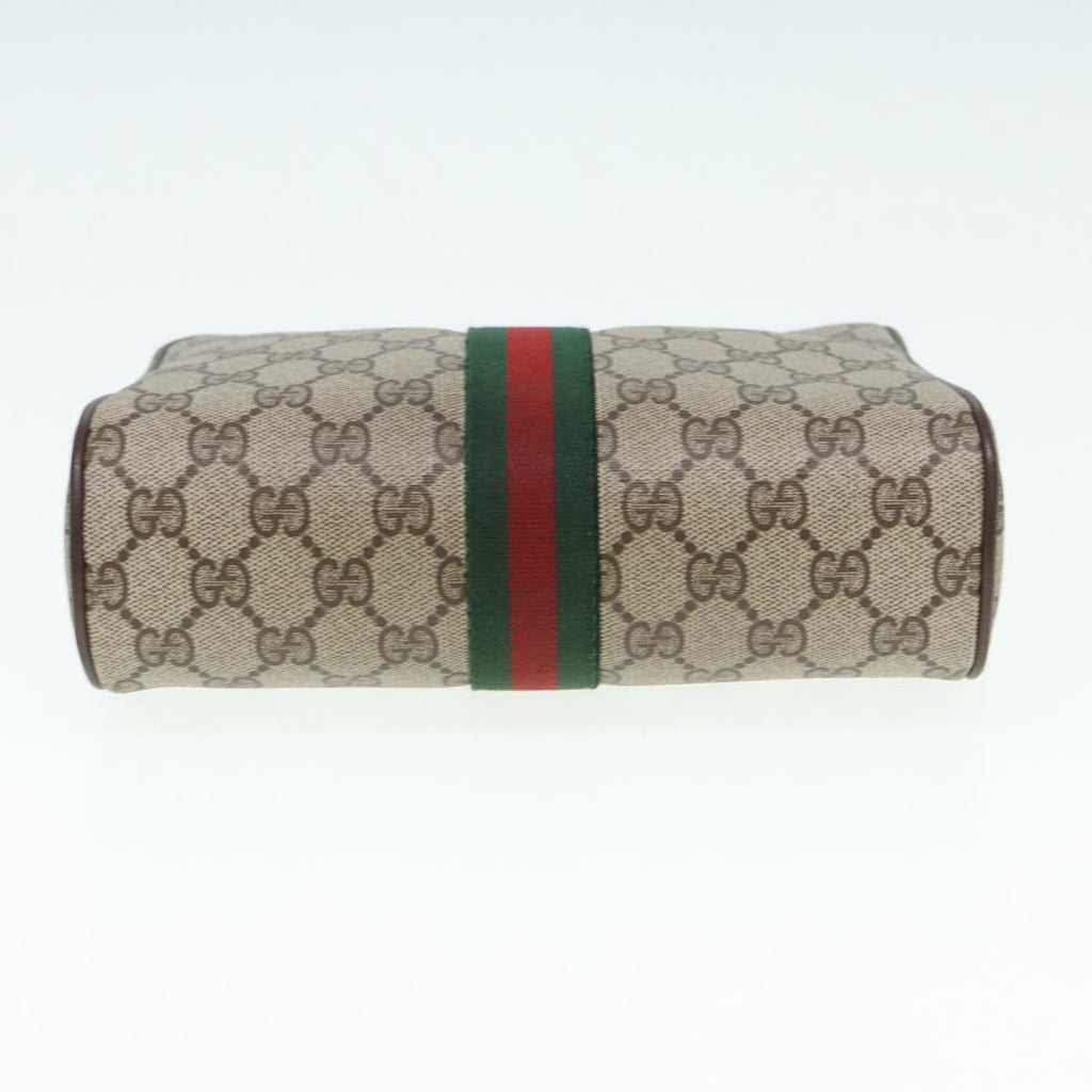 GUCCI GG Supreme Web Sherry Line Clutch Bag PVC Beige Red 156 01 012 84589