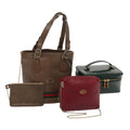 GUCCI Web Sherry Line Chain Bag Leather Patent 3Set Brown Red Green 84597