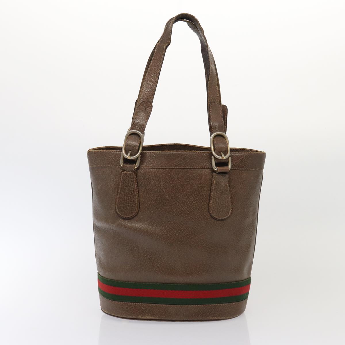 GUCCI Web Sherry Line Chain Bag Leather Patent 3Set Brown Red Green 84597