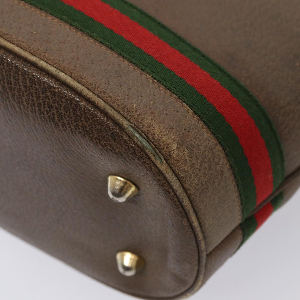 GUCCI Web Sherry Line Chain Bag Leather Patent 3Set Brown Red Green 84597