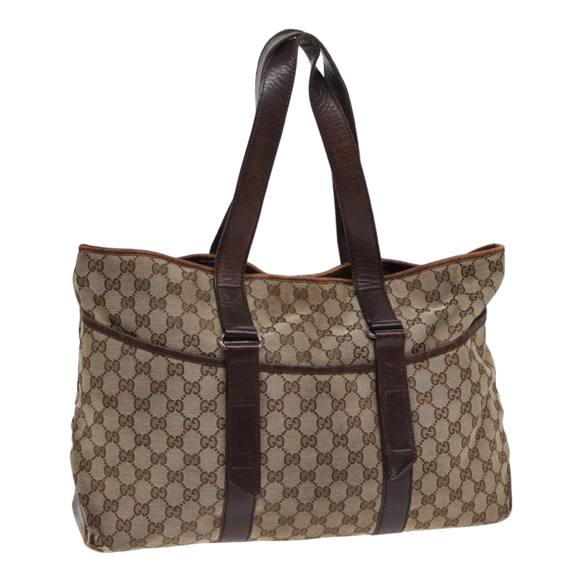 GUCCI GG Canvas Tote Bag Beige Brown 153238 84604