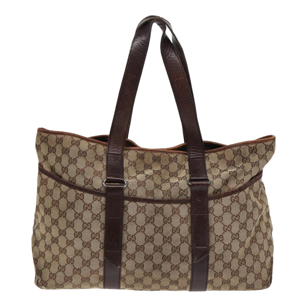 GUCCI GG Canvas Tote Bag Beige Brown 153238 84604
