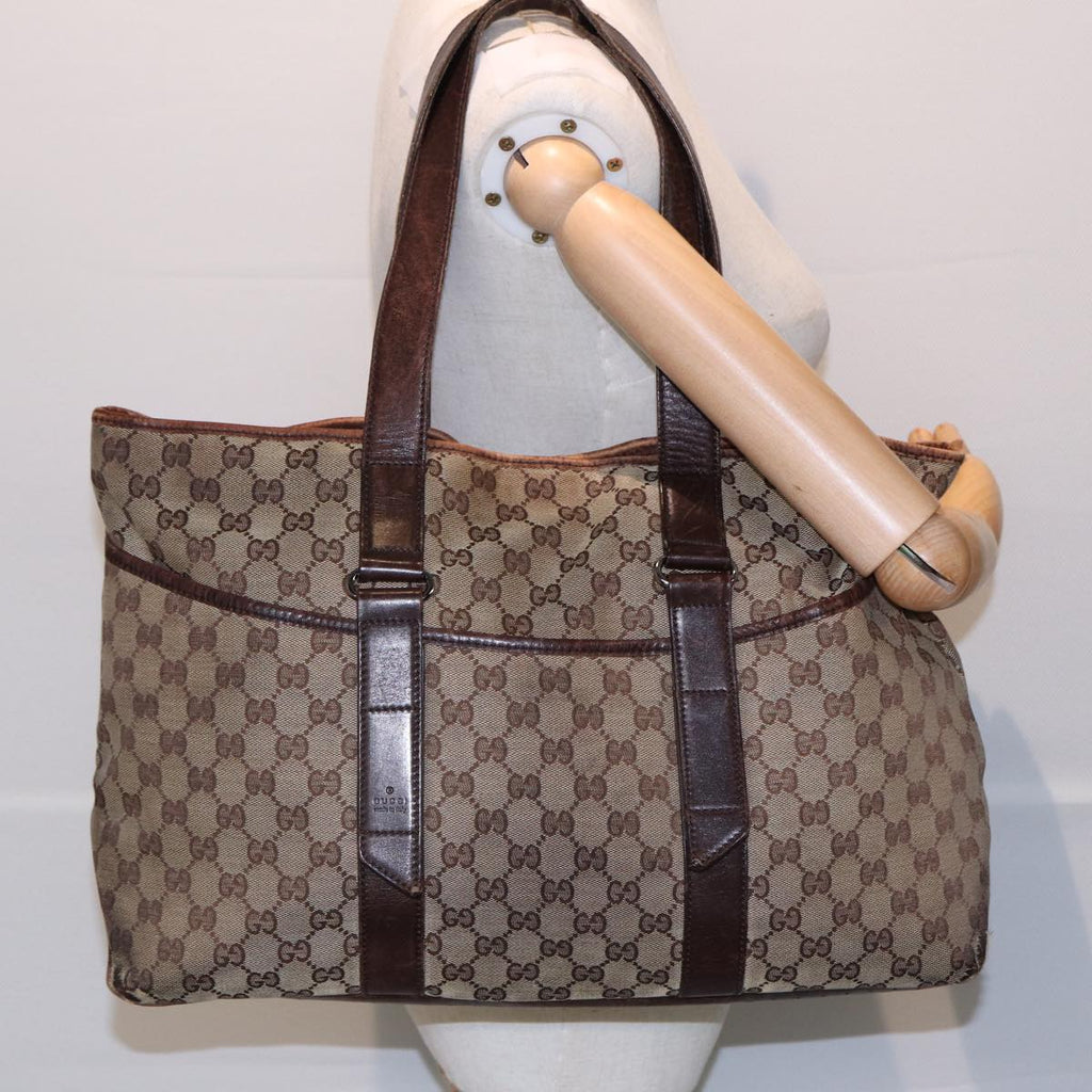 GUCCI GG Canvas Tote Bag Beige Brown 153238 84604
