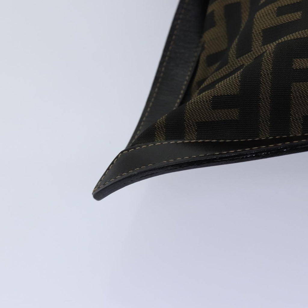 FENDI Zucca Canvas Clutch Bag Brown Black gold 84616