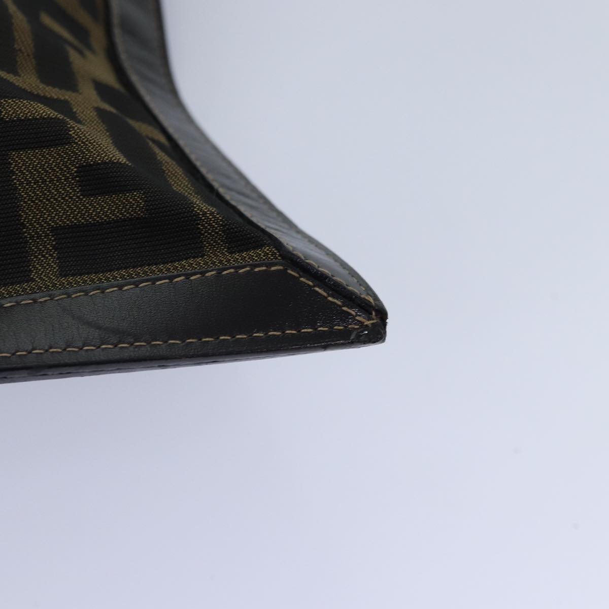 FENDI Zucca Canvas Clutch Bag Brown Black gold 84616