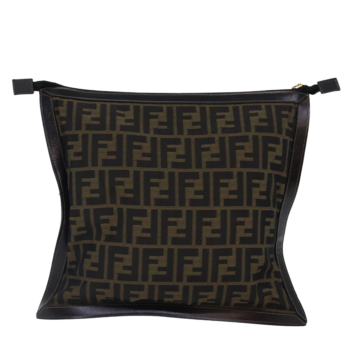 FENDI Zucca Canvas Clutch Bag Brown Black gold 84616