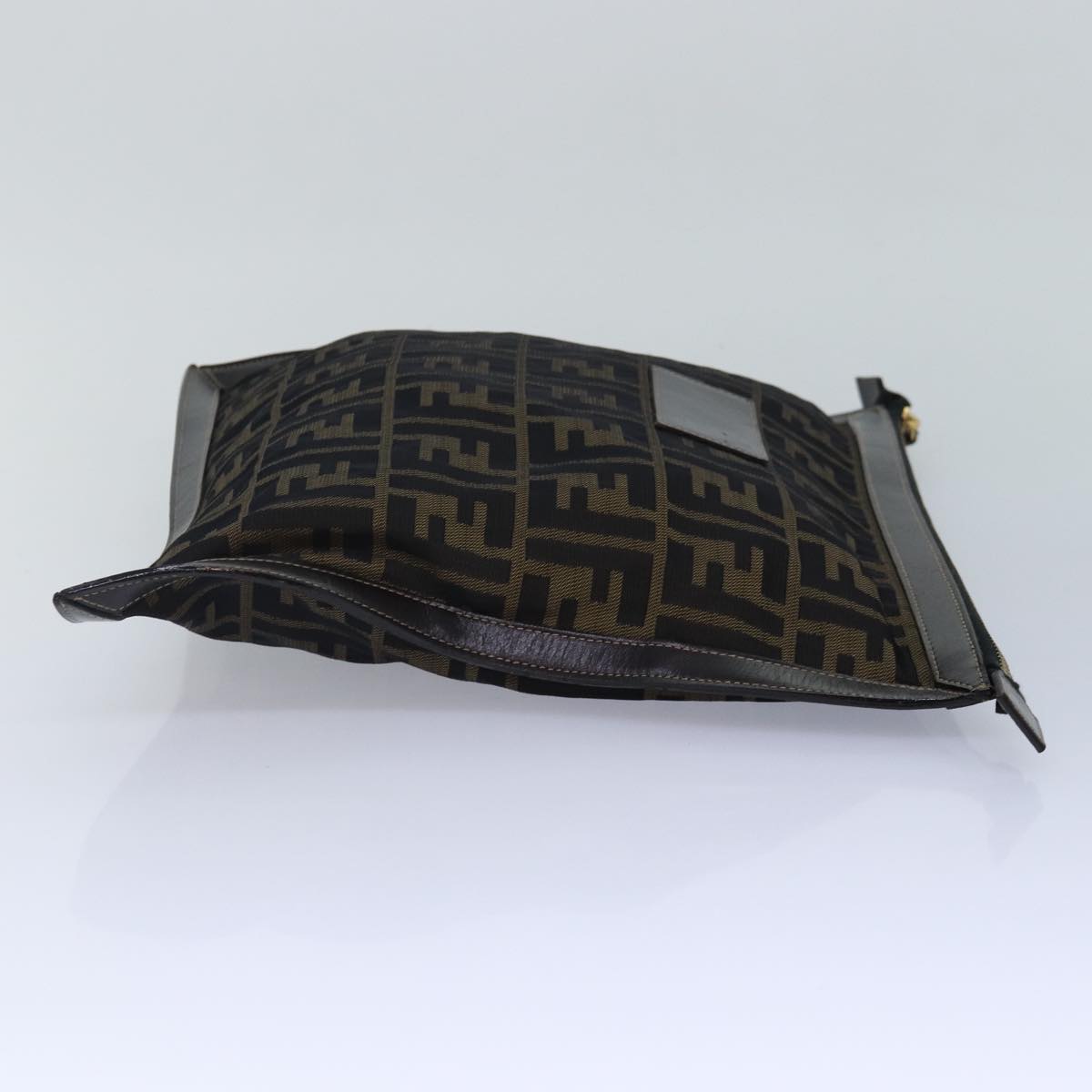 FENDI Zucca Canvas Clutch Bag Brown Black gold 84616
