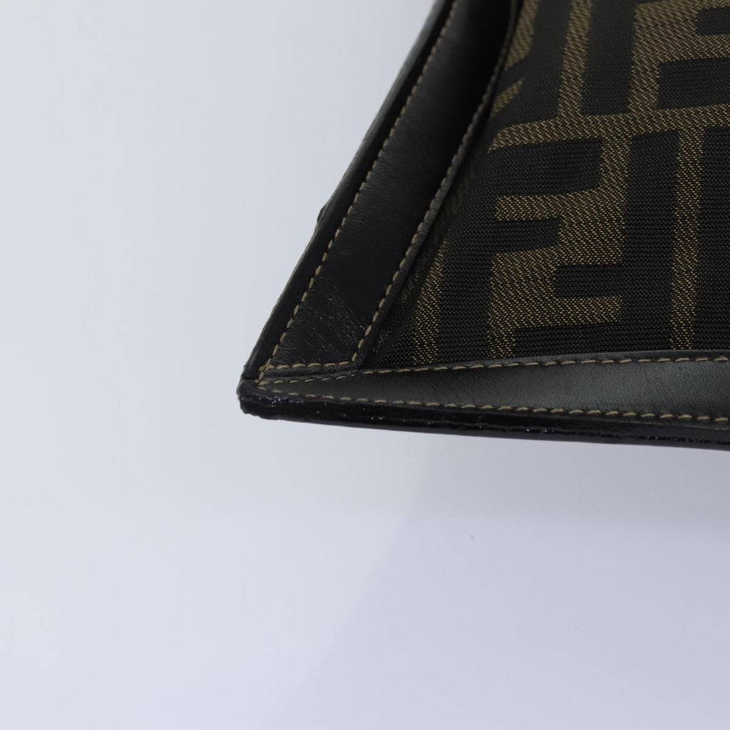 FENDI Zucca Canvas Clutch Bag Brown Black gold 84616