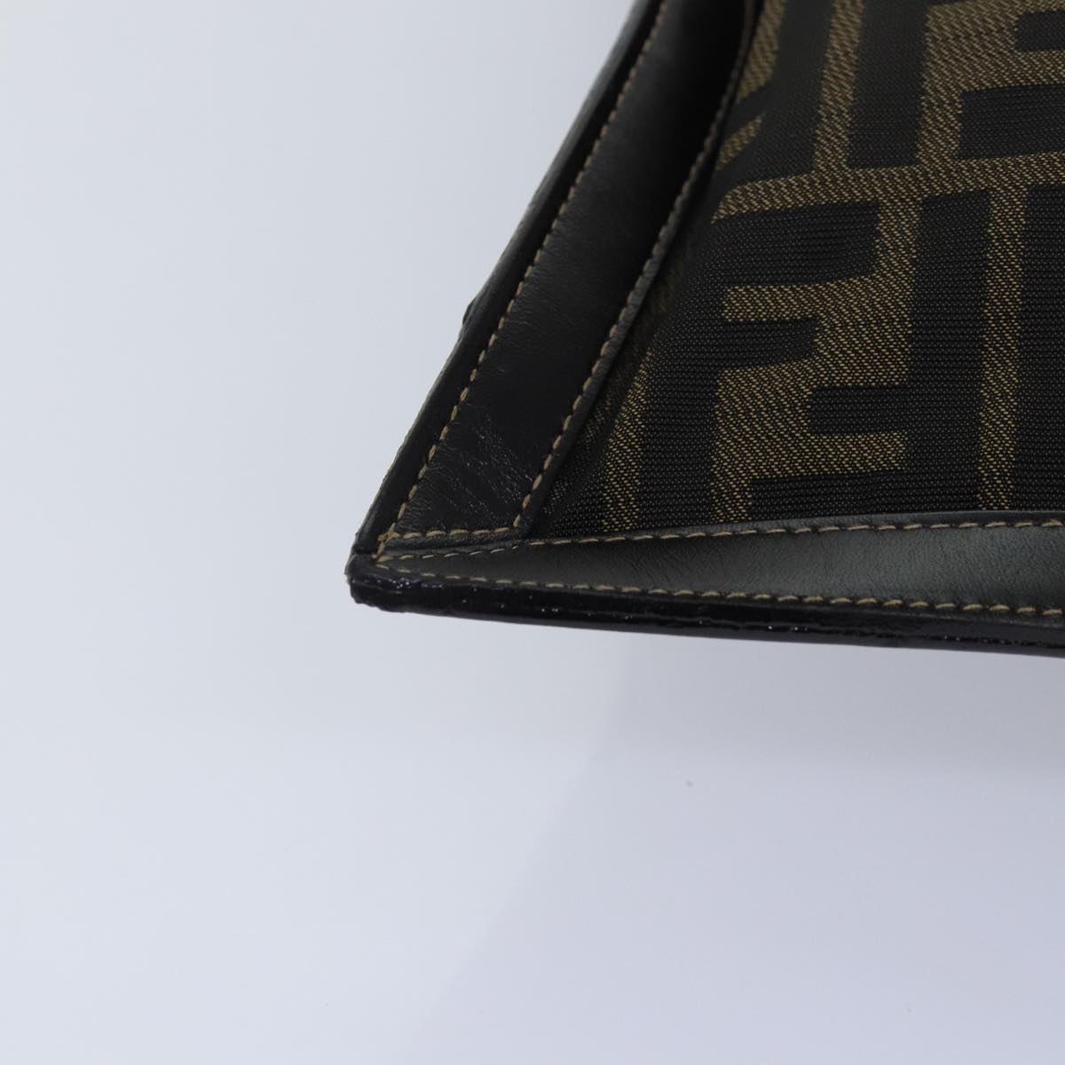 FENDI Zucca Canvas Clutch Bag Brown Black gold 84616