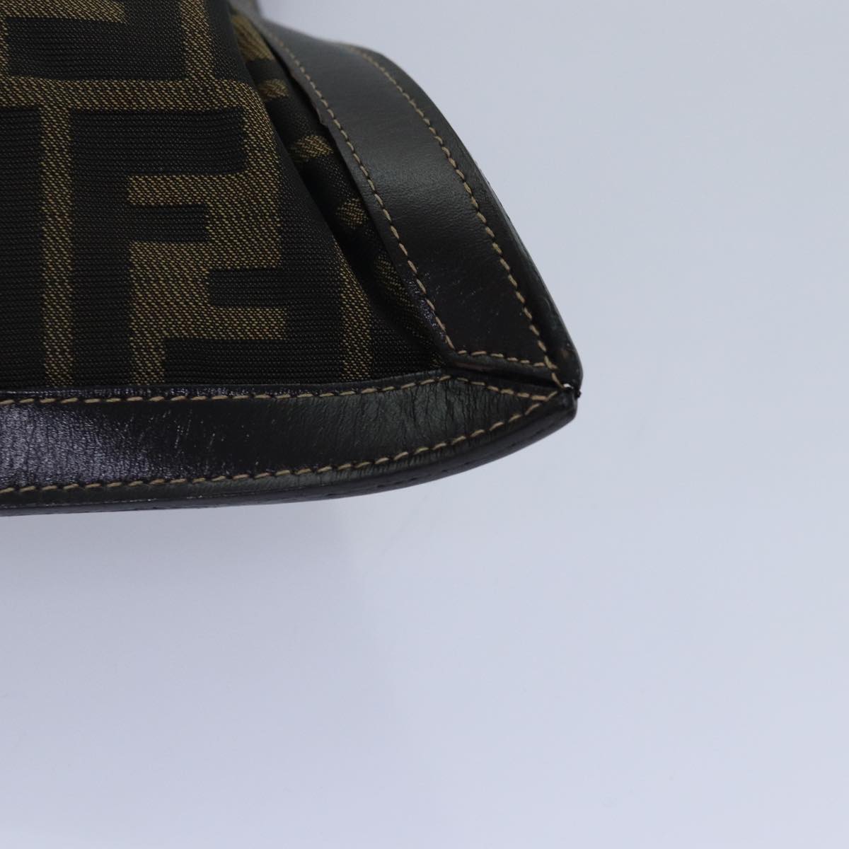 FENDI Zucca Canvas Clutch Bag Brown Black gold 84616