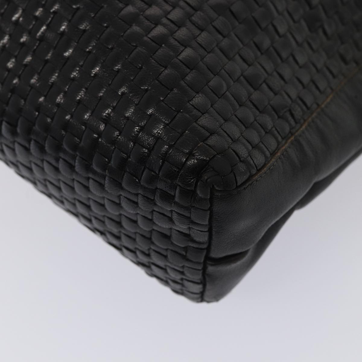 FENDI Tote Bag Leather Black Gold 84621