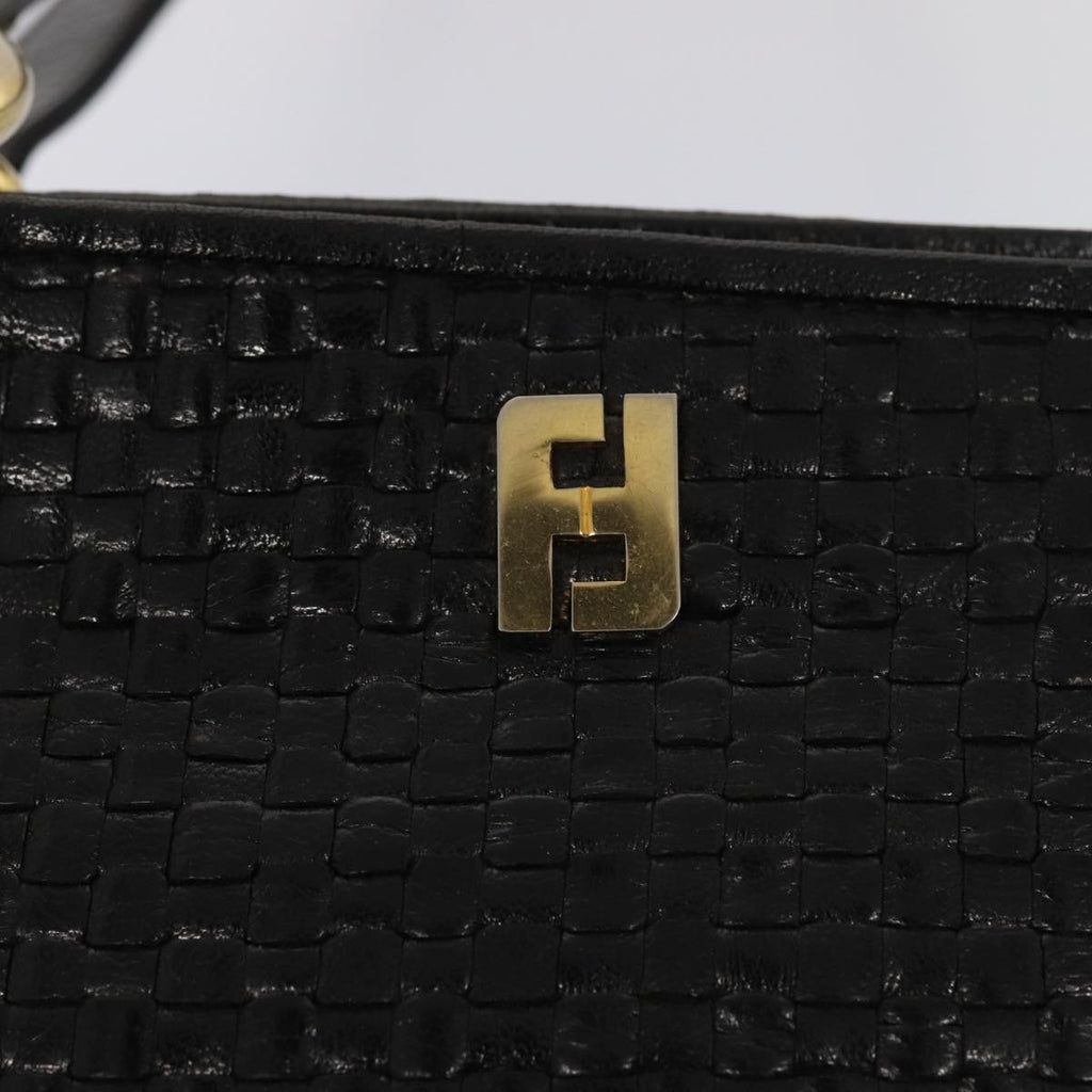 FENDI Tote Bag Leather Black Gold 84621
