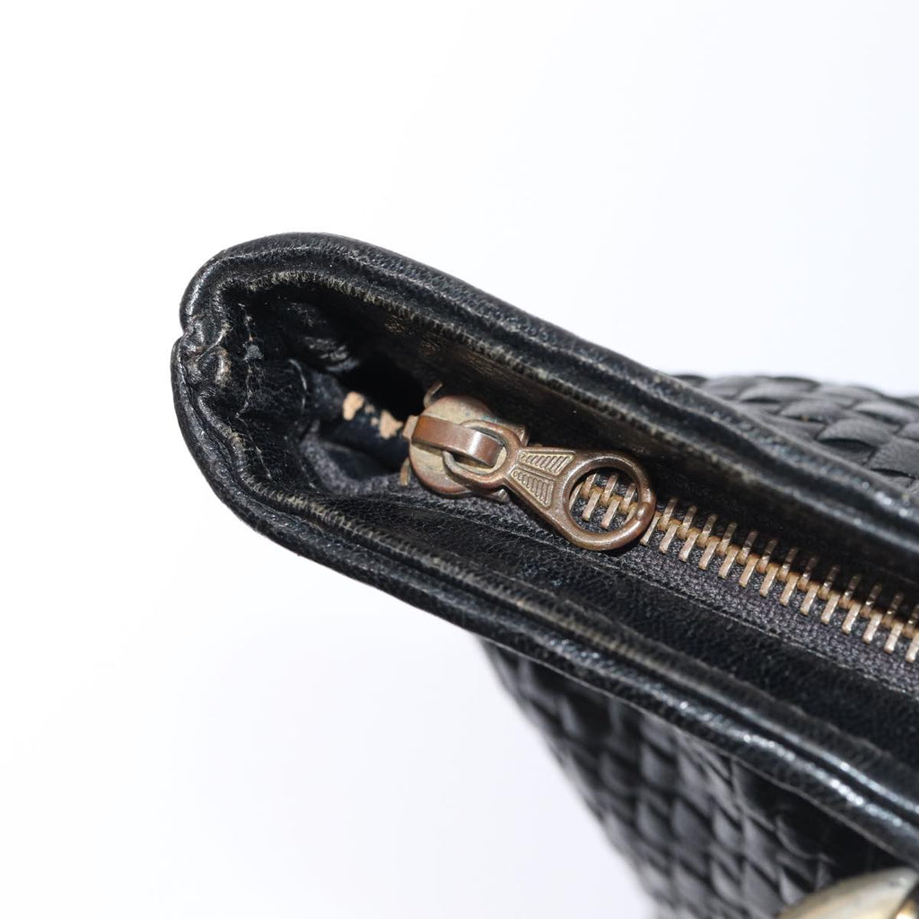 FENDI Tote Bag Leather Black Gold 84621