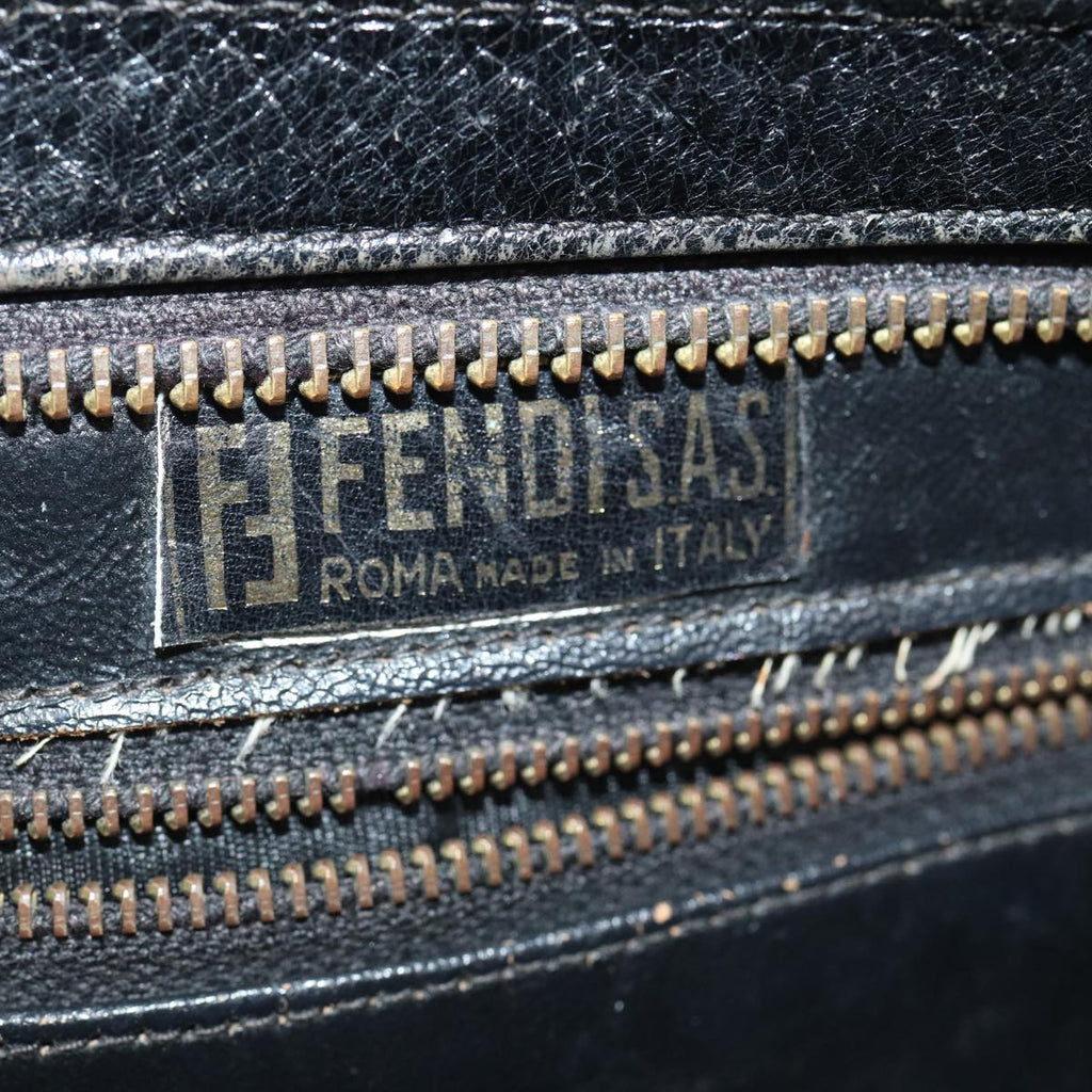 FENDI Tote Bag Leather Black Gold 84621