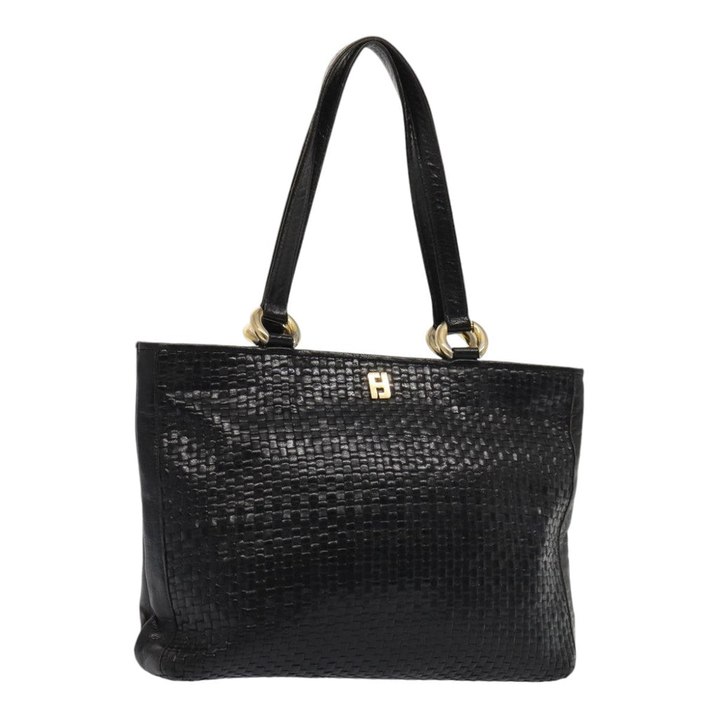 FENDI Tote Bag Leather Black Gold 84621