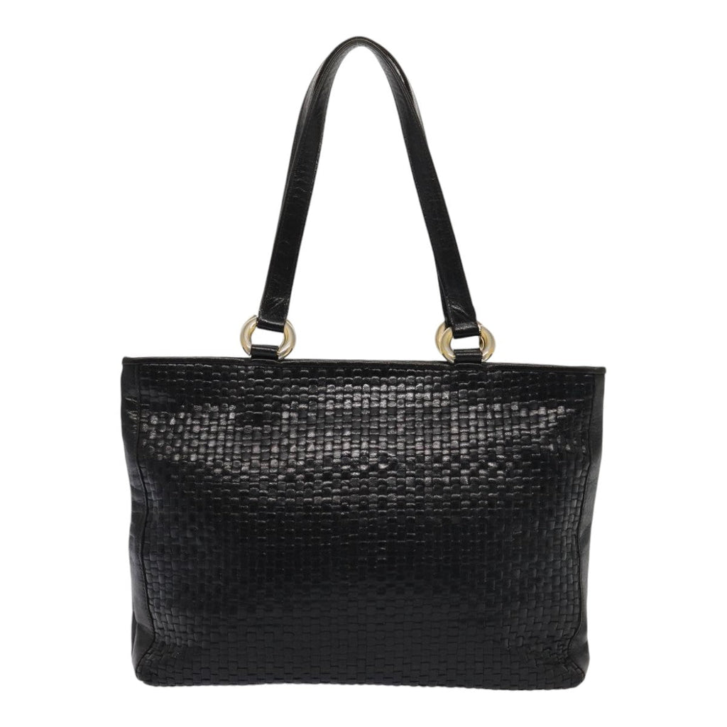 FENDI Tote Bag Leather Black Gold 84621