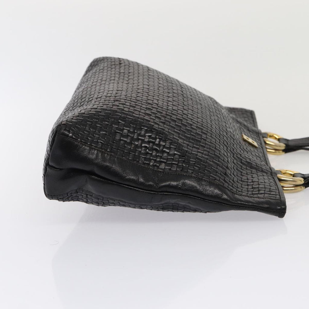 FENDI Tote Bag Leather Black Gold 84621
