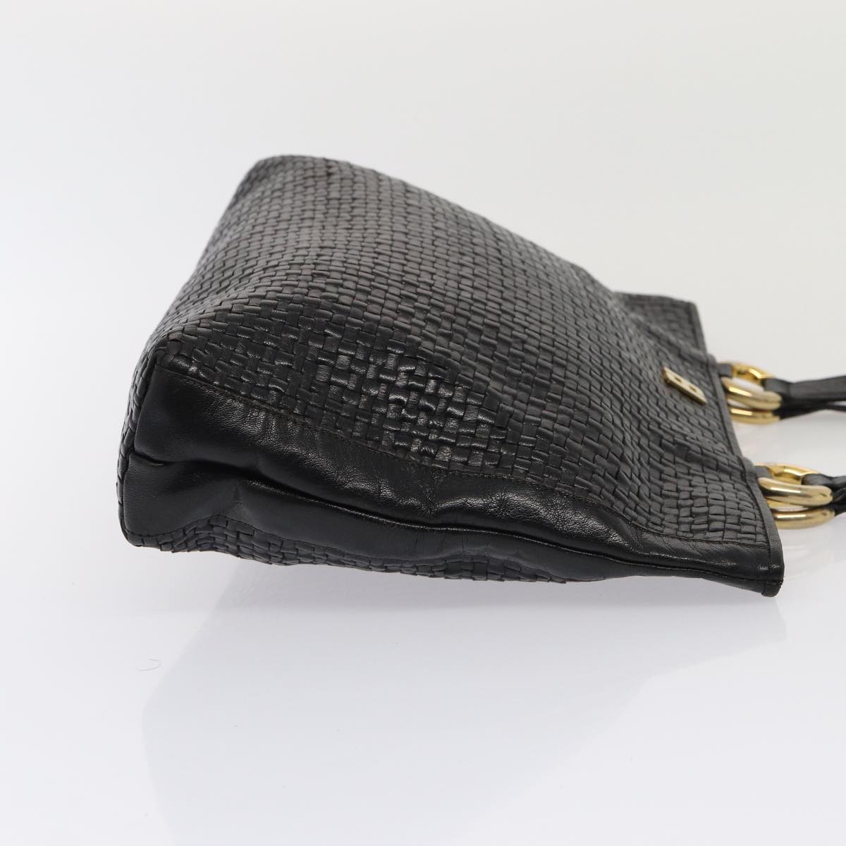 FENDI Tote Bag Leather Black Gold 84621