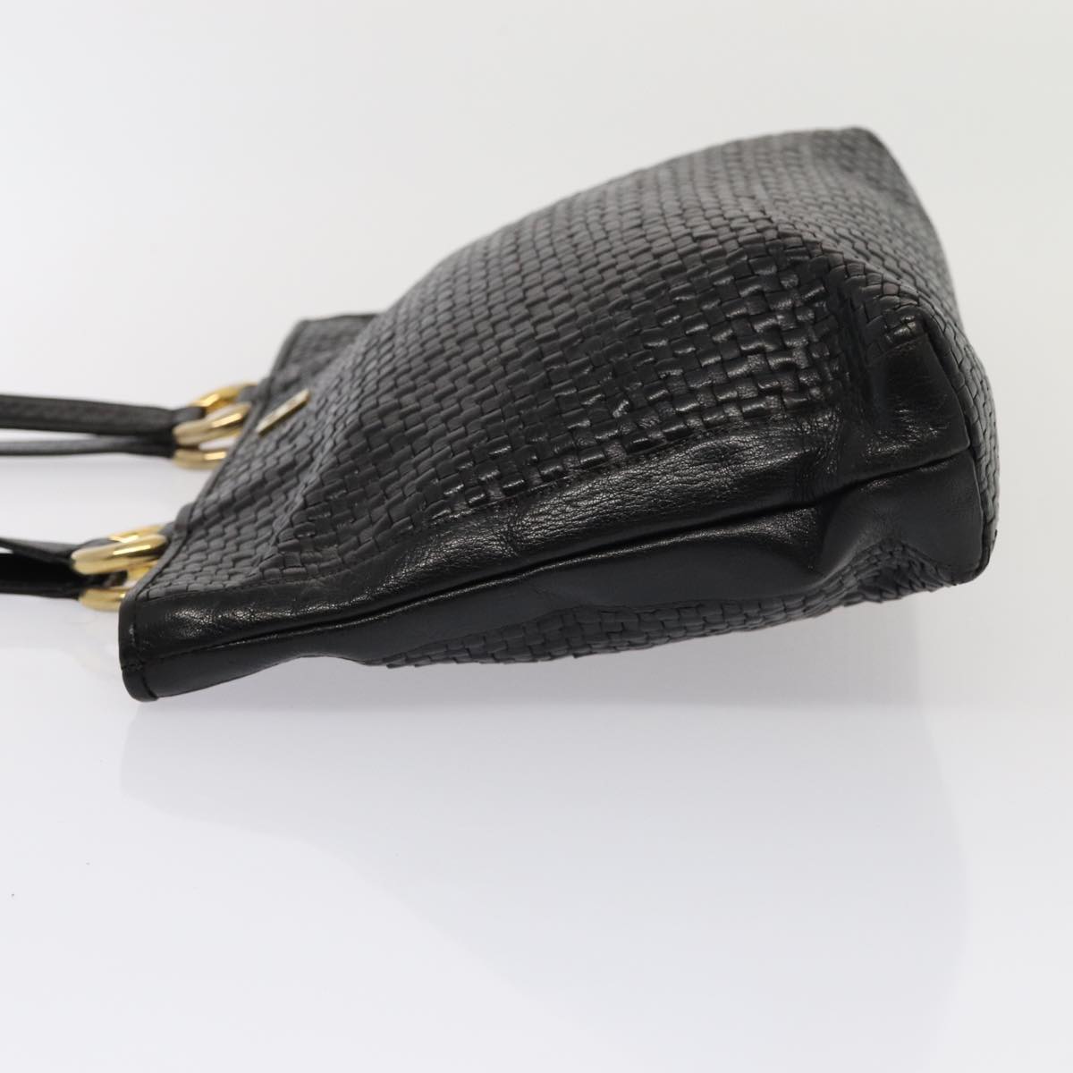 FENDI Tote Bag Leather Black Gold 84621