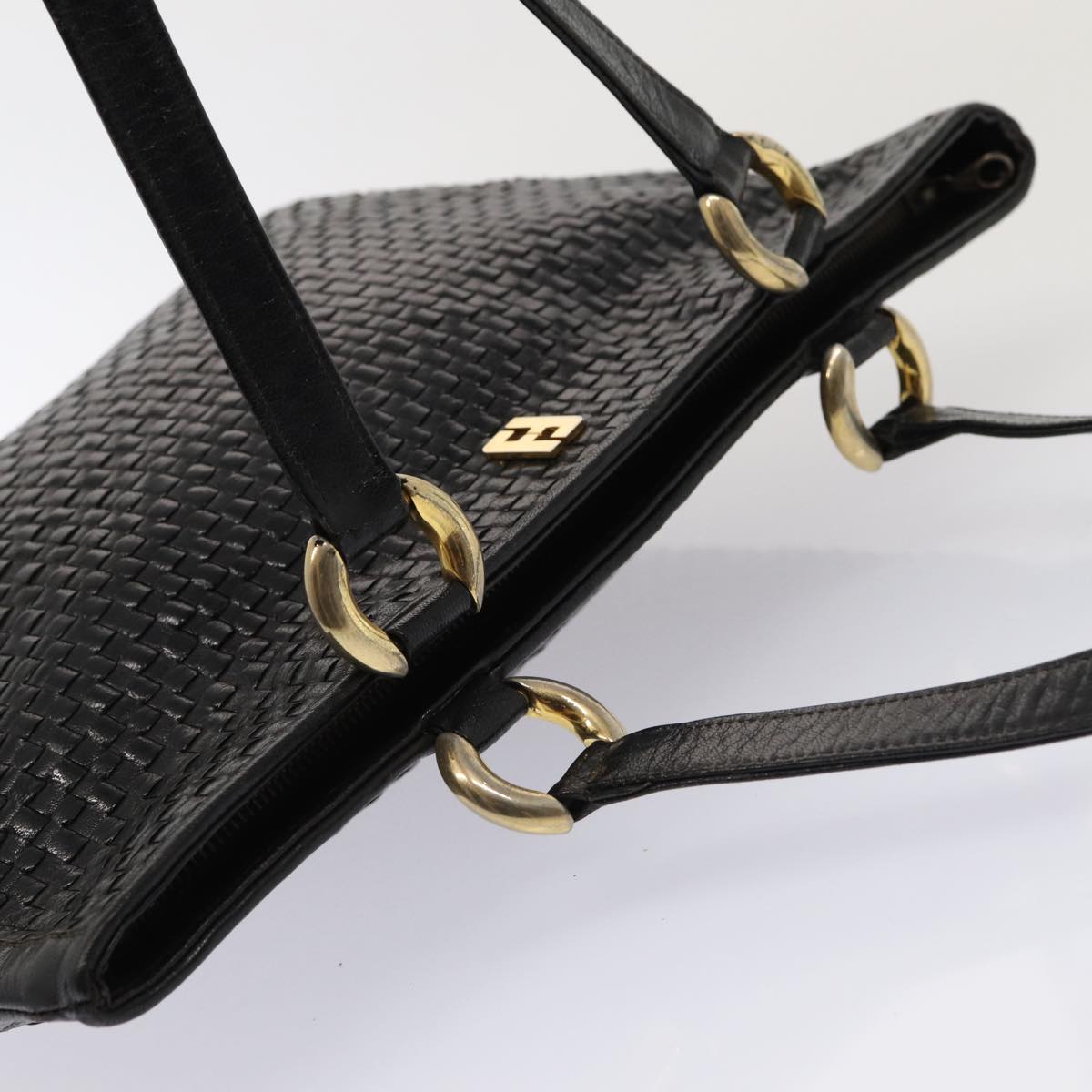FENDI Tote Bag Leather Black Gold 84621