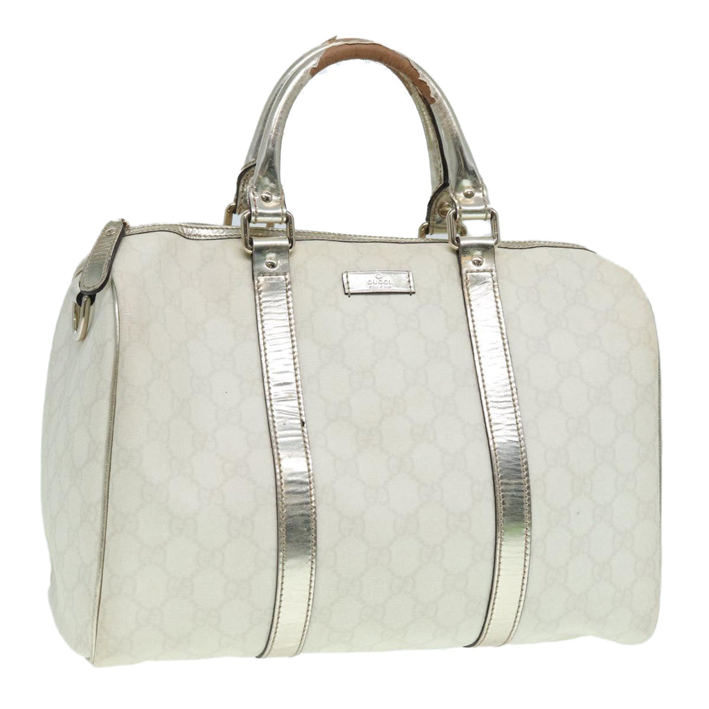 GUCCI GG Supreme Boston Bag PVC Leather White Silver gold 193603 84624