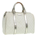 GUCCI GG Supreme Boston Bag PVC Leather White Silver gold 193603 84624