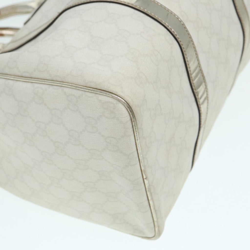 GUCCI GG Supreme Boston Bag PVC Leather White Silver gold 193603 84624