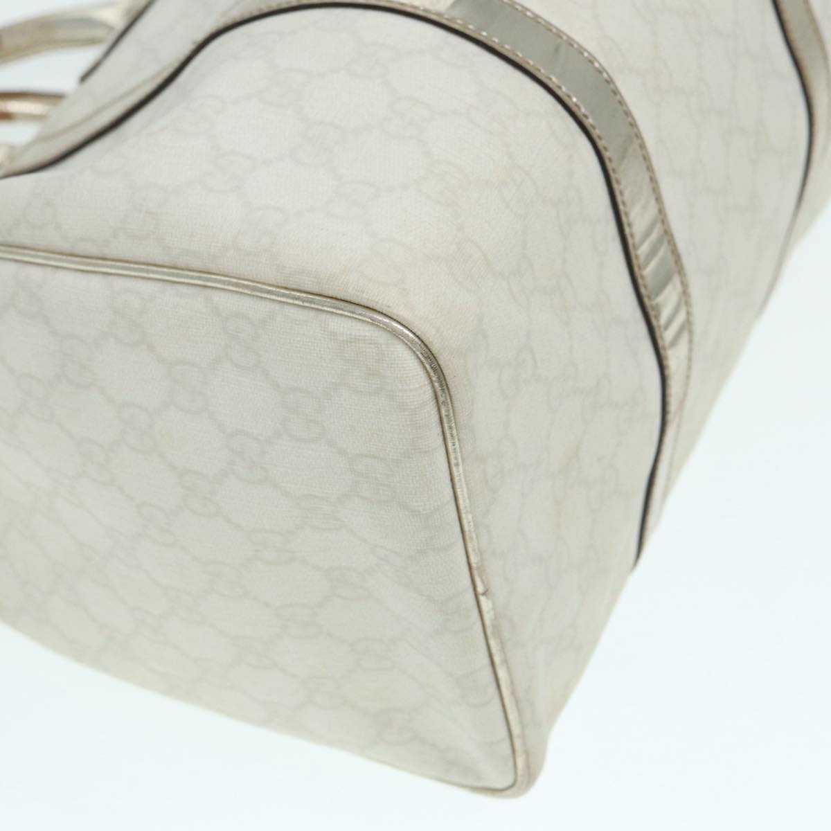 GUCCI GG Supreme Boston Bag PVC Leather White Silver gold 193603 84624