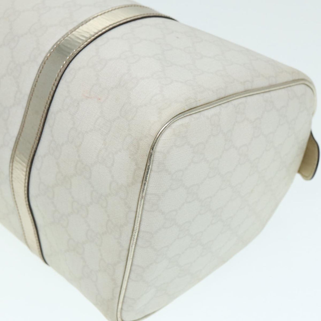 GUCCI GG Supreme Boston Bag PVC Leather White Silver gold 193603 84624