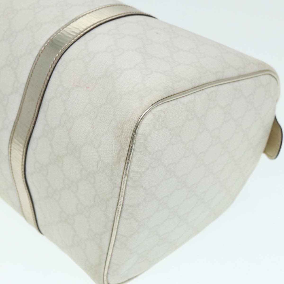 GUCCI GG Supreme Boston Bag PVC Leather White Silver gold 193603 84624