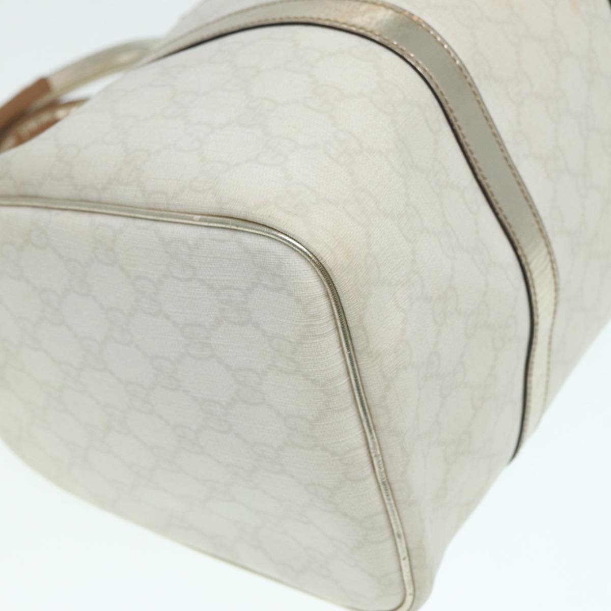 GUCCI GG Supreme Boston Bag PVC Leather White Silver gold 193603 84624