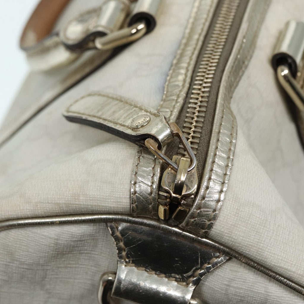 GUCCI GG Supreme Boston Bag PVC Leather White Silver gold 193603 84624