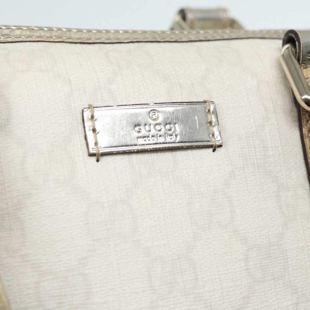 GUCCI GG Supreme Boston Bag PVC Leather White Silver gold 193603 84624