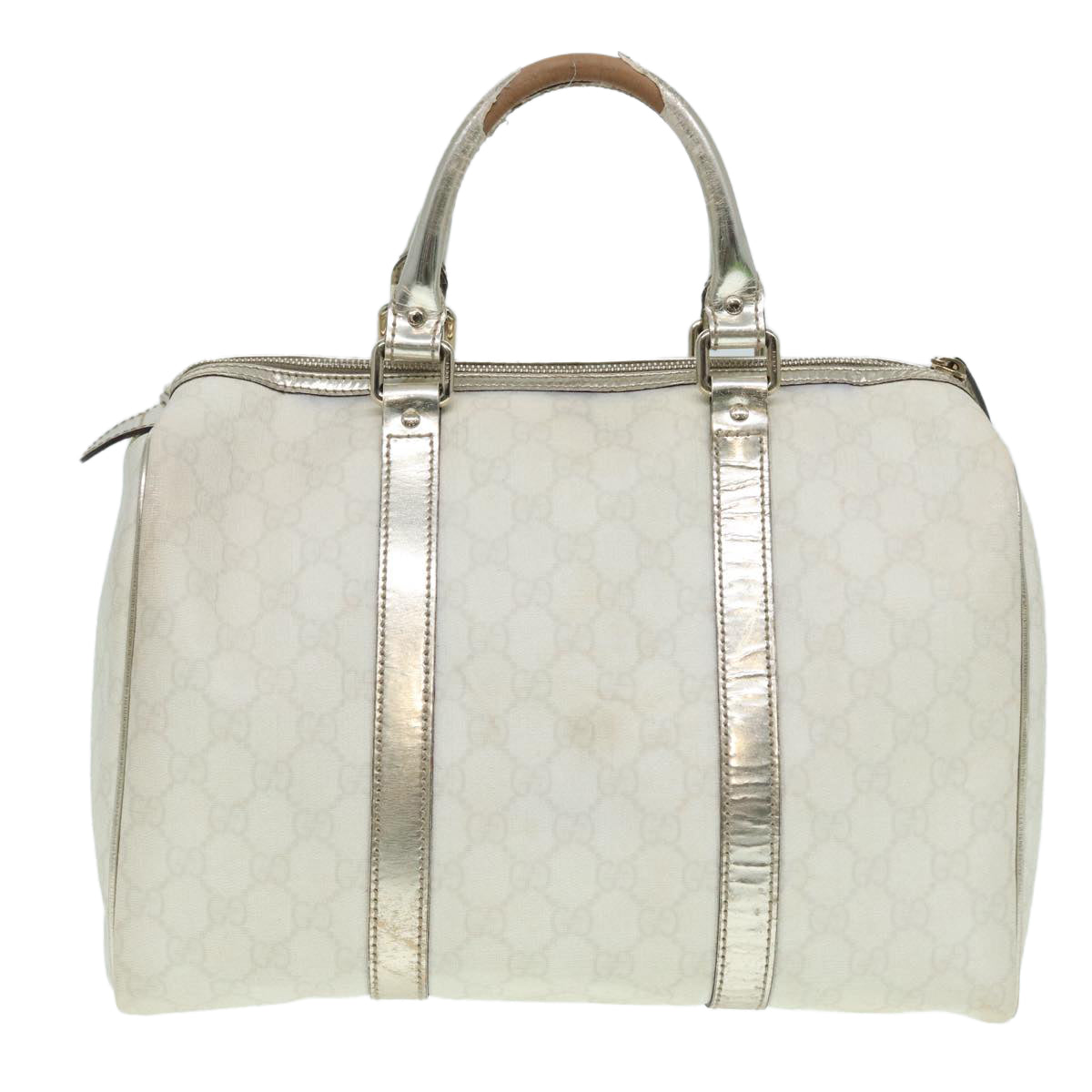 GUCCI GG Supreme Boston Bag PVC Leather White Silver gold 193603 84624