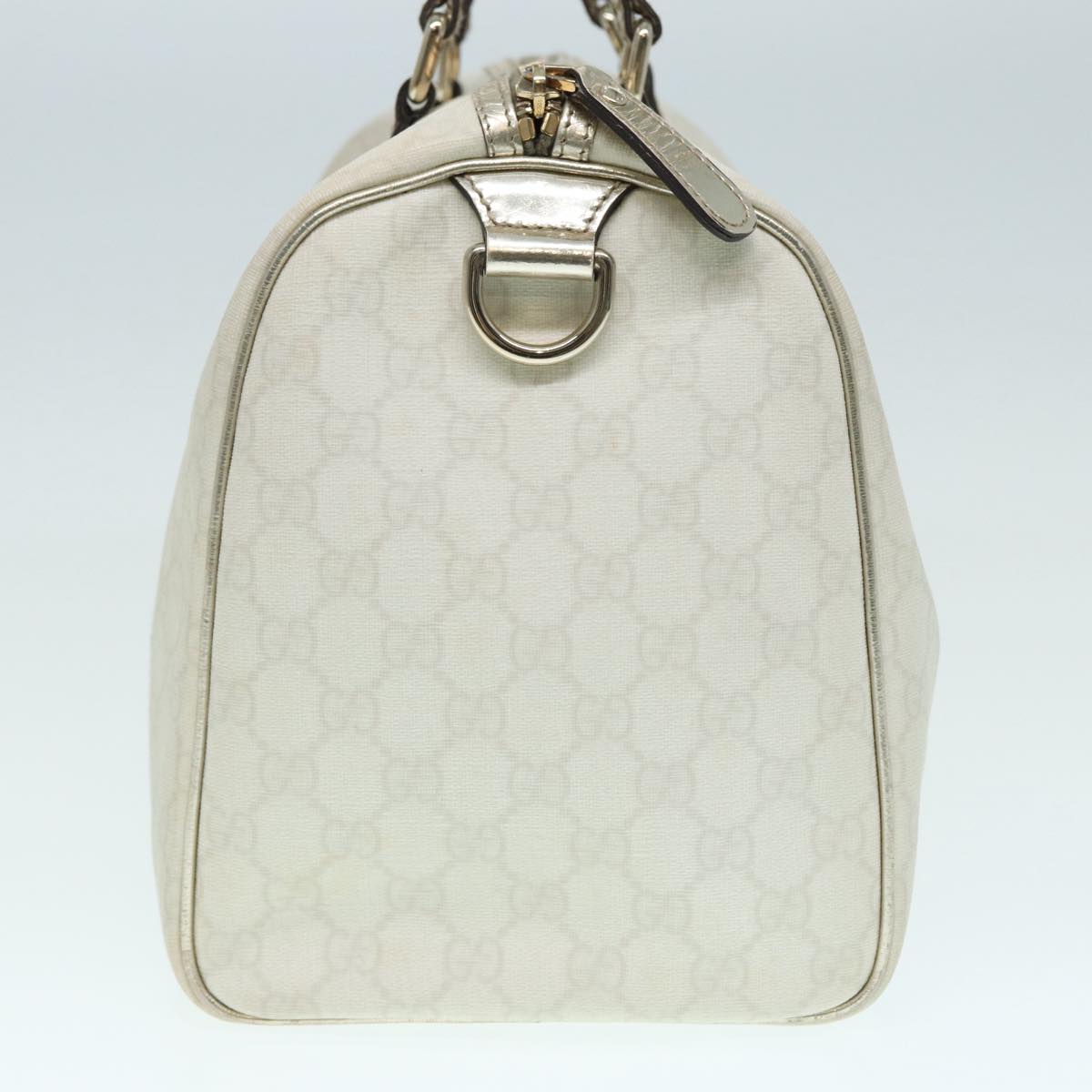GUCCI GG Supreme Boston Bag PVC Leather White Silver gold 193603 84624