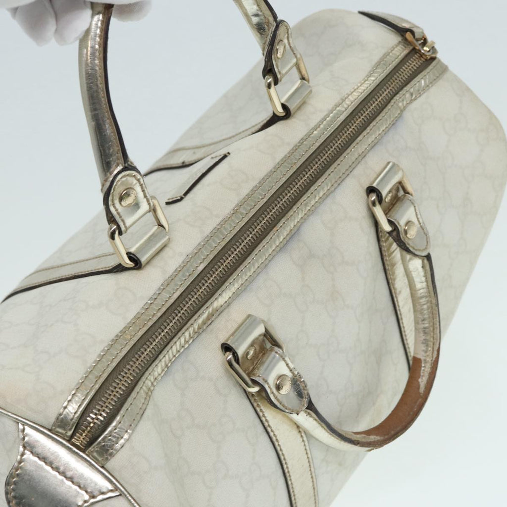GUCCI GG Supreme Boston Bag PVC Leather White Silver gold 193603 84624