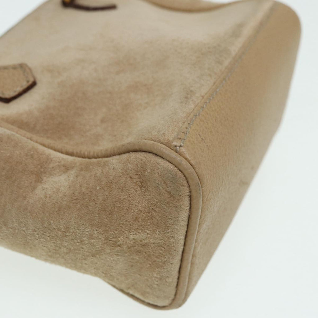 GUCCI Bamboo Hand Bag Suede 2way Beige Gold 007 1793 0238 84637