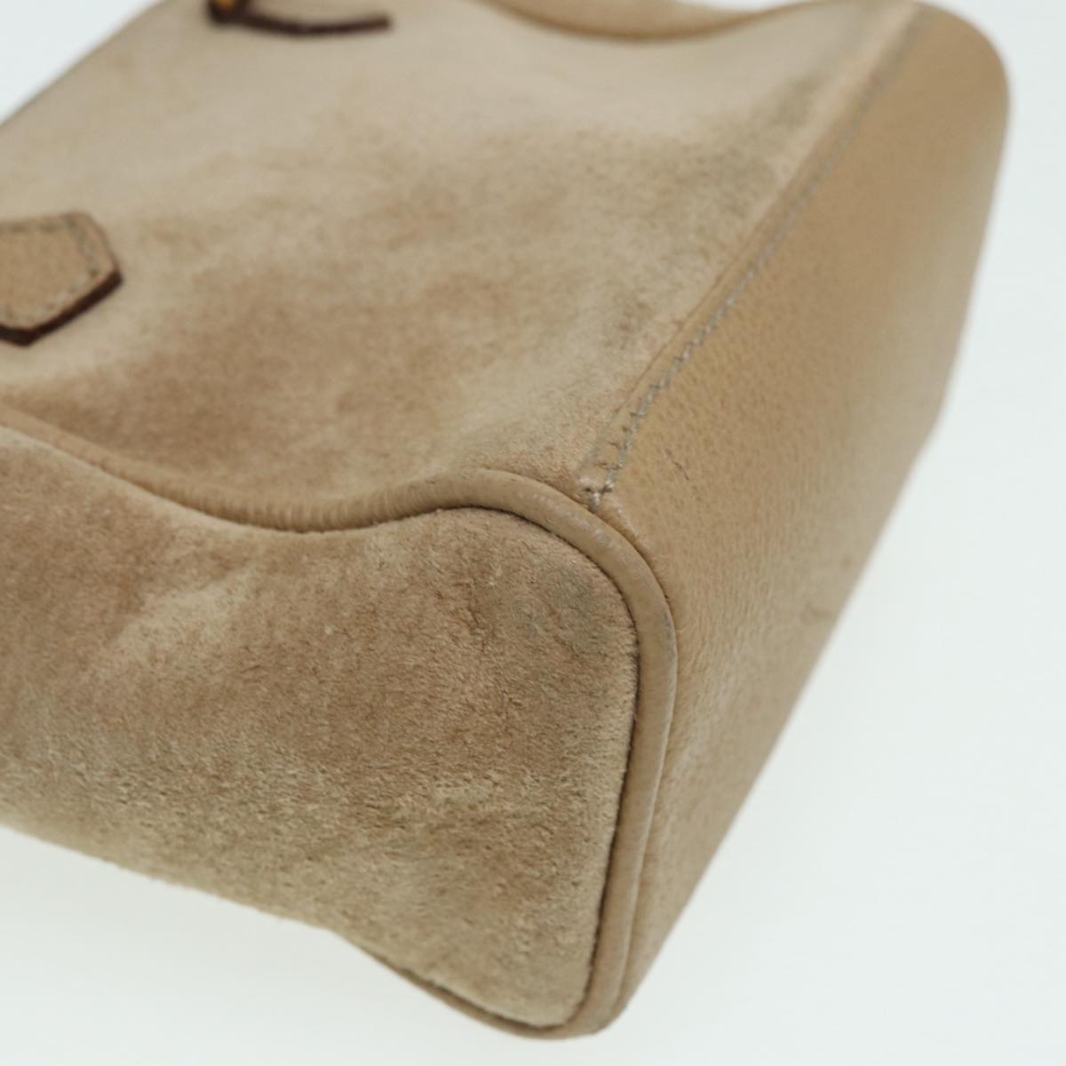 GUCCI Bamboo Hand Bag Suede 2way Beige Gold 007 1793 0238 84637