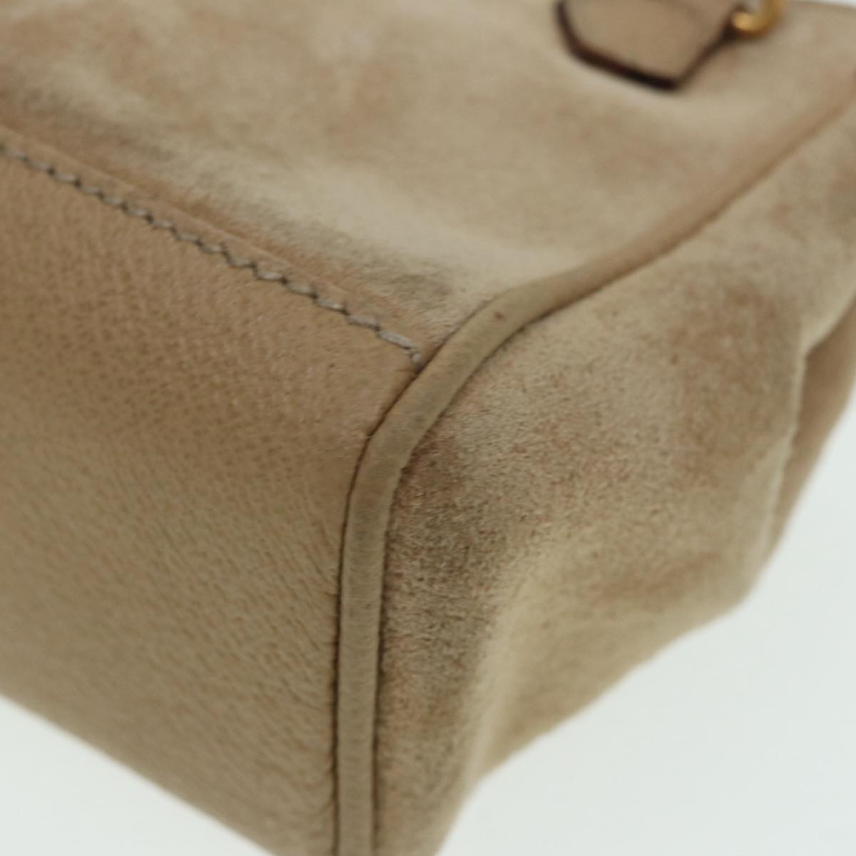 GUCCI Bamboo Hand Bag Suede 2way Beige Gold 007 1793 0238 84637