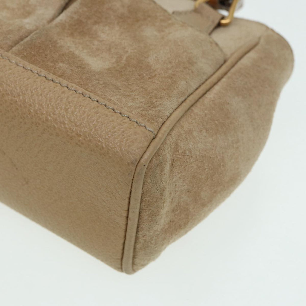 GUCCI Bamboo Hand Bag Suede 2way Beige Gold 007 1793 0238 84637